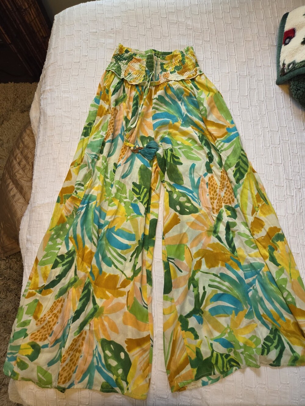 True Destination Multicolor Flower Printed Wide-Leg Skirtr Size L